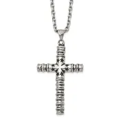 Stainless Antiqued Star Cross Necklace