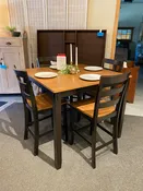 GESTHAVEN BROWN &amp; WOOD COUNTER HEIGHT TABLE &amp; 4 STOOLS