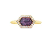 14K Gold Diamond and Amethyst Ring