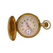 Antique 14K Yellow Gold Elgin 0.15 Carats Ruby &amp; Diamond Pocket Watch
