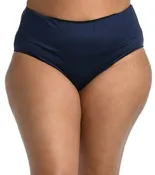 24th & Ocean: Plus Size Solid Mid Waist Spliced Bikini Bottom