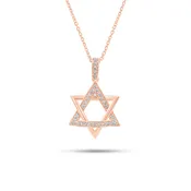 0.22 ct Diamond & Gold Star of David Pendant