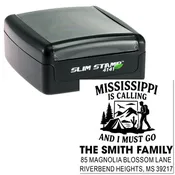 Adventure Awaits Mississippi Personalized 3-Line Custom Rubber Pre-Inked Stamp, 1-5/8" Square , Craft and Small Business Use