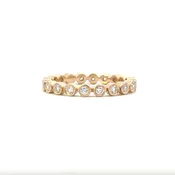 14 Karat Yellow Gold Round Brilliant cut Diamond bezel set eternity band.
