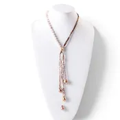 Asymmetrical Bronze Pearl Y-Necklace by Rajola