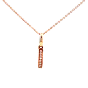 0.02ct Pink Diamond Round 14K Rose Gold Initial I Necklace Length 18
