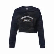 "Bolted" Women's Crop Crewneck Sweatshirt - Black Camo