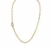 0.67 tcw Pavé Diamond Lobster Clasp 14k Yellow Gold Paperclip Necklace - Nashville Jewelers