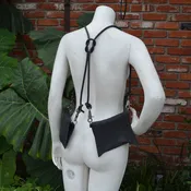 Black Harness Holster Bison Leather Bags With Rubber Cord — jackie robbins leather + jewelry