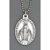 1-1/2 inch with 8 inch ball chain - Pray for us, Mary