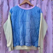 Blue & Yellow Patchwork Quilt Sweatshirt — C'Mere Nola