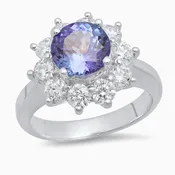 14K White Gold Ring Center Round Tanzanite