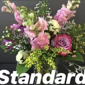 Snapdragon, rose and hydrangea vase