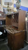 2PC BROWN TILE DESK / HUTCH
