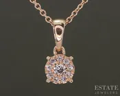 10k Rose Gold Natural .12ctw Diamond Cluster Ladies Necklace 1.6g 18"L p26302b