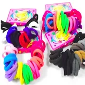 25 Pack Soft & Stretchy Elastic Ponytail Holders Neon Colors