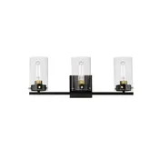Maxim Three Light Bath Vanity in Black / Satin Brass from the Pinn collection - 12403CLBKSBR