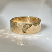 14K Gold – Classic Hammered Ring – 6mm wide