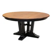 Alberta Black & Wood Round Extending Dining Table | M-EB&E-MC