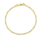 Balls and Diamond Cut Stick Bracelet Two Tone