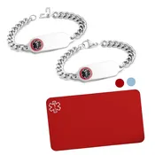 G Adult Stainless Medical Bracelet (Optional Safety Clasp) plus Engraved Wallet Card-CR5021CC