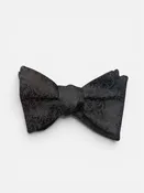 2 3/4" Floral Italian Silk Bow Tie- Black