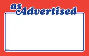 As Advertised Shelf Signs - 3 Sizes Available