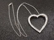 1.25 CT Diamond Heart Pendant Necklace: 14k White Gold, Adjustable Chain