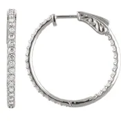 14KW 1 ctw Inside/Outside Diamond Hoop Earrings I1 H+