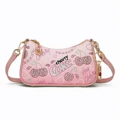 CO-HB-23-115-PK Coca Cola Cherry Coke Rhinestone Print Crossbody Bag - Pink