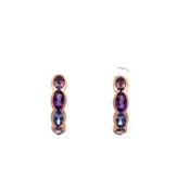 14k Rose Gold Multi-Gemstone Hoop Earrings – 5/8" Tall