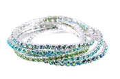 5 Piece Stretch Bracelets - Peacock Teal Blue Green