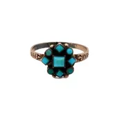 10KR Victorian Turquoise Multistone Ring