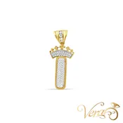 10K Yellow Gold Crowned Letter Pendant with CZ