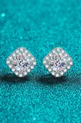 925 Sterling Silver Inlaid 2 Carat Moissanite Square Stud Earrings
