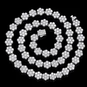 10mm Moissanite Flower Cluster Tennis Chain- 925 Sterling Silver