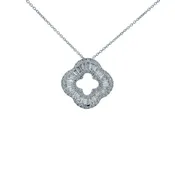 14K White Gold Diamond Open Quatrefoil Necklace , 18.0 Inches