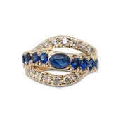 14 Karat Gold Cabochon Sapphire and Diamond Ring