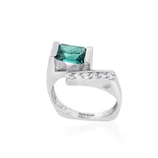 Asymmetrical Tension Channel Ring-Emerald