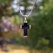 Boys Ebony Cross w/Silver Accents