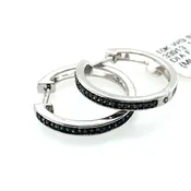 10kt White Gold Blue Diamond Hoops
