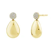 10K 1/4ctw Pavé Diamond & Polished Teardrop Stud Earrings
