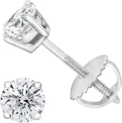 0.10Ctw Diamond Studs In 14kt White Gold In Screw Backs