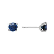 14K White Gold 4-Prong Simulated Blue Sapphire Stud Earrings