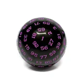 100 Sided Die - D100 Black w/ Purple
