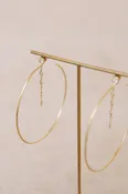 14k YG 4 Diamond Bezel & Marquis Bezel Large Hoop Earrings PAIR