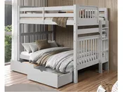 Bedz King Full Over Full End Ladder Bunk Bed with 2 Storage Drawers in Gray