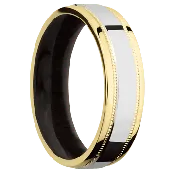14K Yellow Gold + Polish , Polish Finish + Madagascar Rose Wood