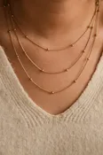 18k Dipped Stainless Layered Ball Chain Necklace