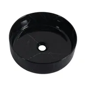 16-Inch Black & White Ceramic Vessel Sink with Decorative Pattern